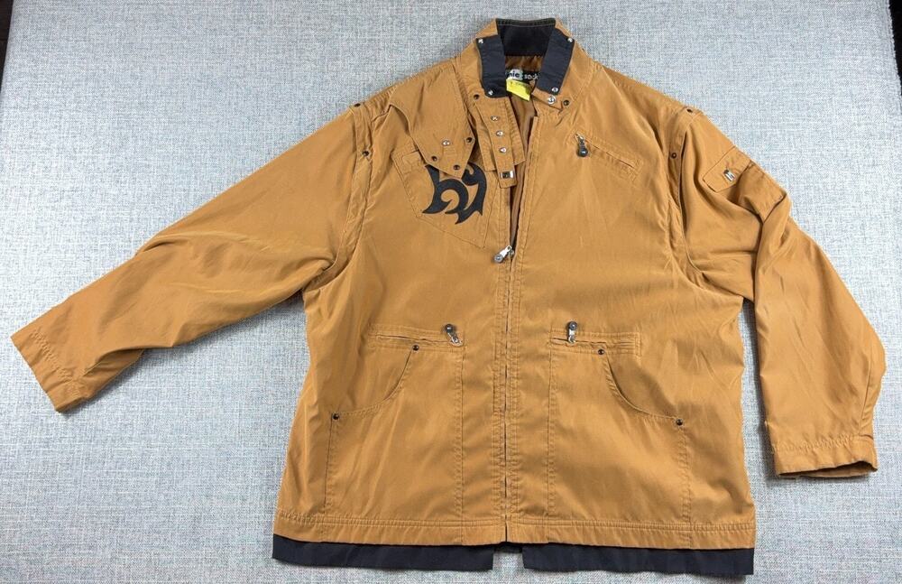 Jamie Sadock XL Y2K Utility Jacket Tan Techwear Convertible Sleeve Cargo Golf